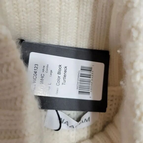 NAADAM Rib Knit  Wool-Cashmere-Blend Color Block Buttoned Turtleneck - Picture 9 of 9
